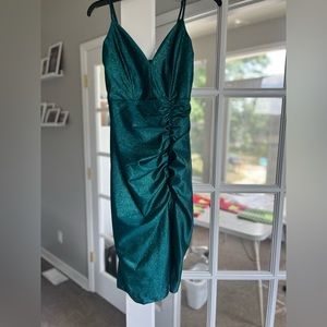 Size S Emerald green glitter homecoming dress